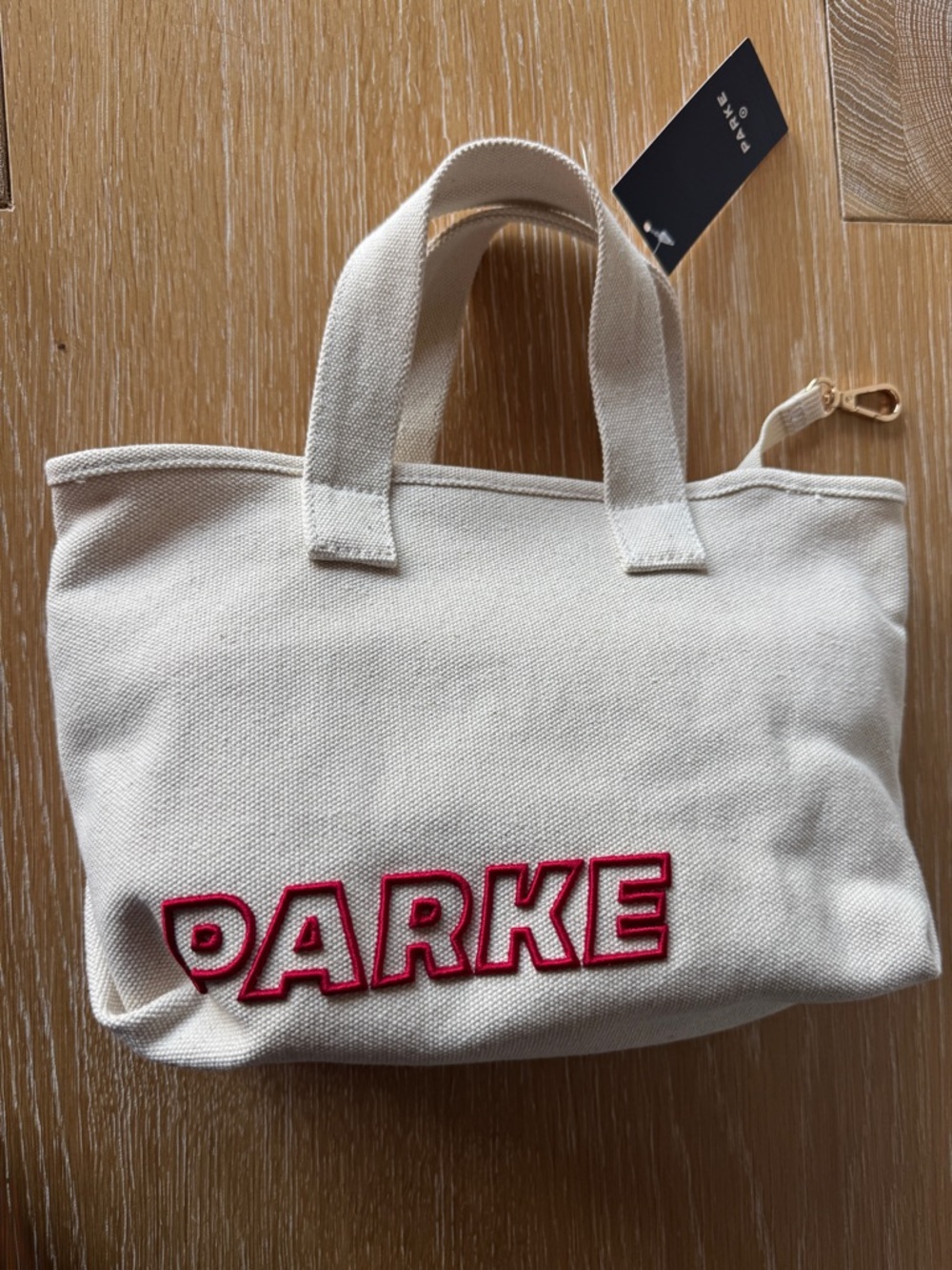 Parke x Target - Mini Canvas Tote Bag in Natural Cream with Red Embroidered Logo - Picture 2 of 16